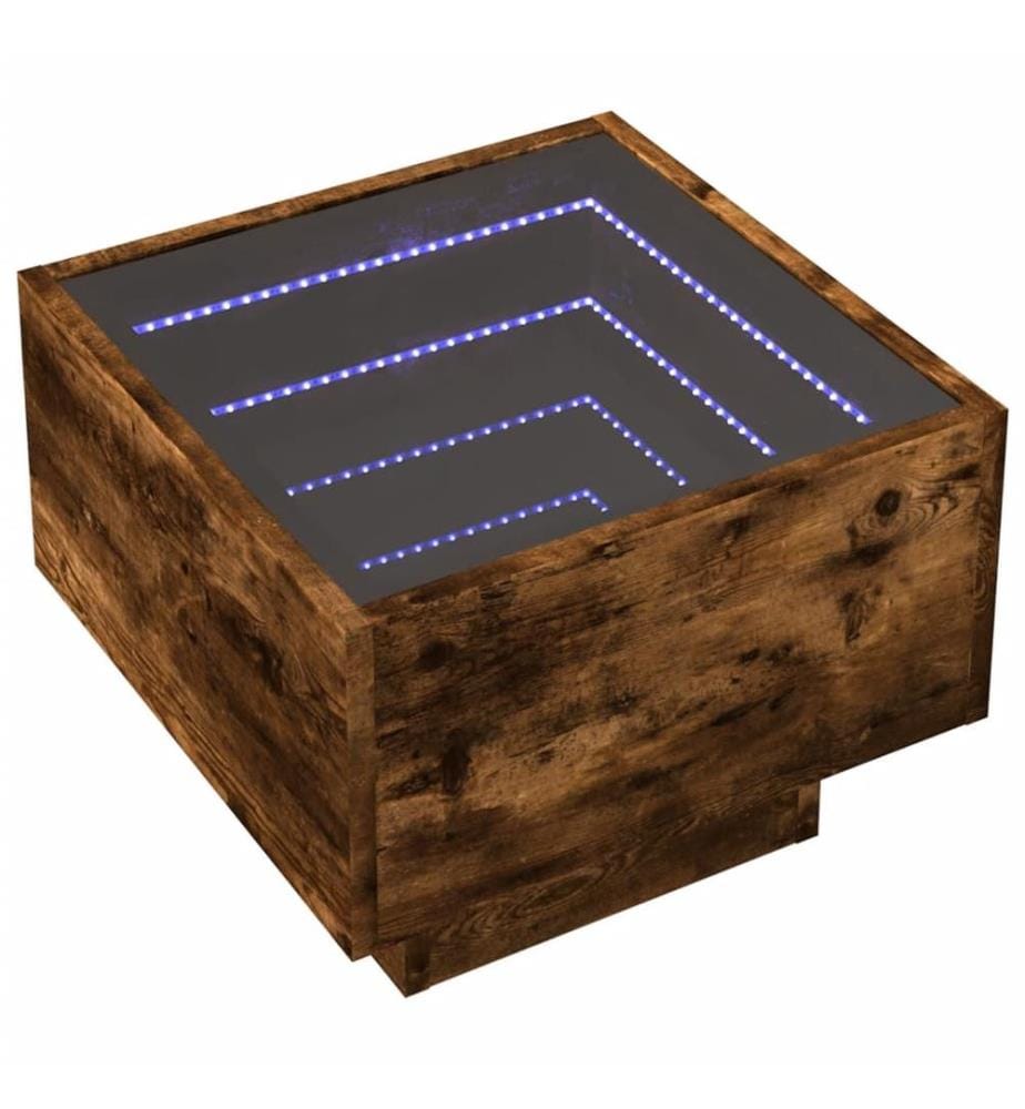 Beistelltisch mit LED Räuchereiche 40x40x30 cm Holzwerkstoff