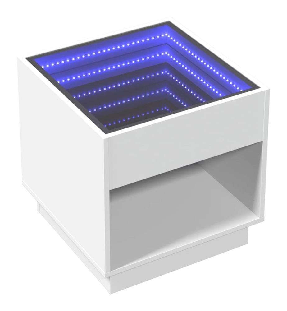 Couchtisch mit Infinity-LED Weiss 50x50x50 cm
