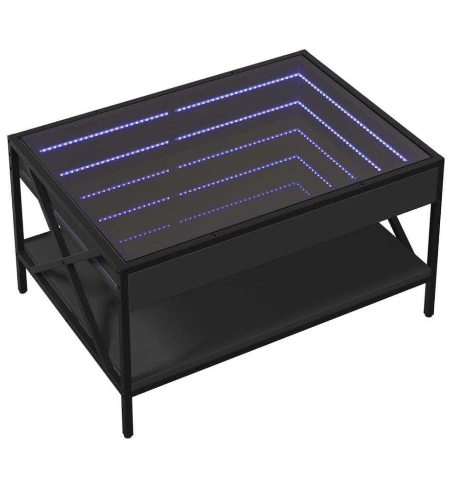 Couchtisch mit Infinity-LED Schwarz 70x50x38 cm