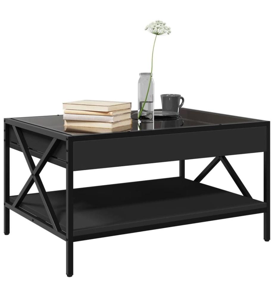 Couchtisch mit Infinity-LED Schwarz 70x50x38 cm