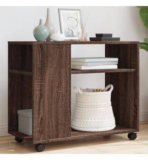 Beistelltisch mit Rollen Braun Eiche 70x35x60 cm Holzwerkstoff
