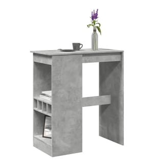 Table de bar avec étagères gris béton bois d'ingénierie