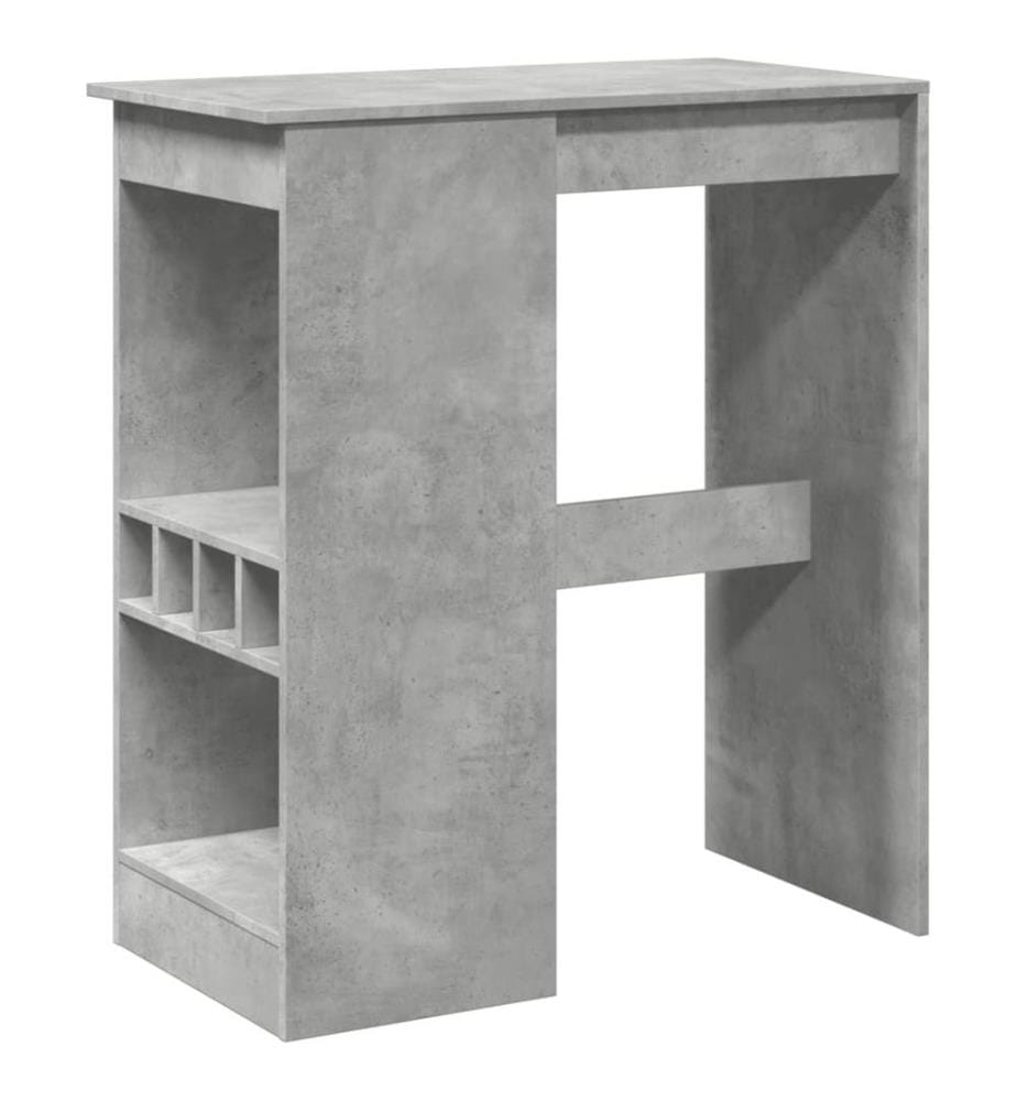 Table de bar avec étagères gris béton bois d'ingénierie