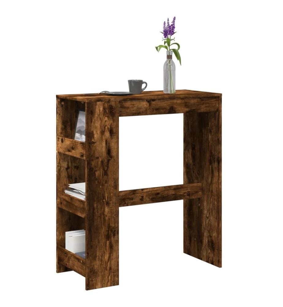 Bartisch mit Regal Räuchereiche 90x40x103,5 cm Holzwerkstoff