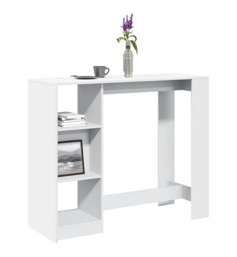 Table de bar et étagère blanc 124x46x103,5 cm bois d'ingénierie