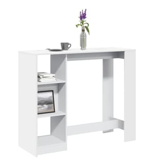 Table de bar et étagère blanc 124x46x103,5 cm bois d'ingénierie