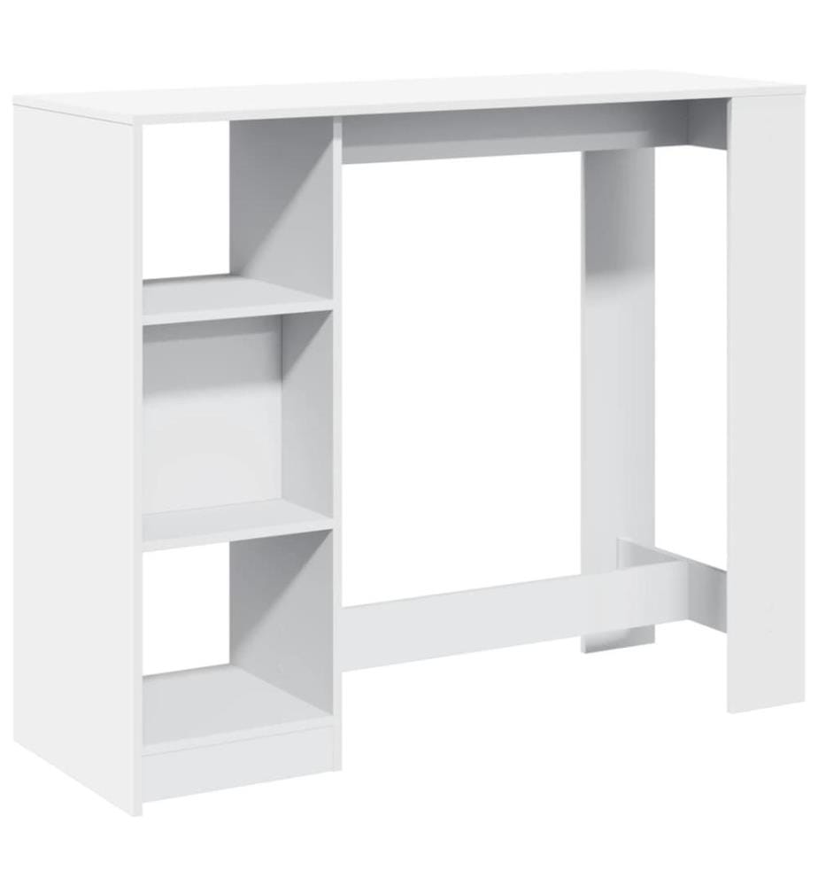 Table de bar et étagère blanc 124x46x103,5 cm bois d'ingénierie