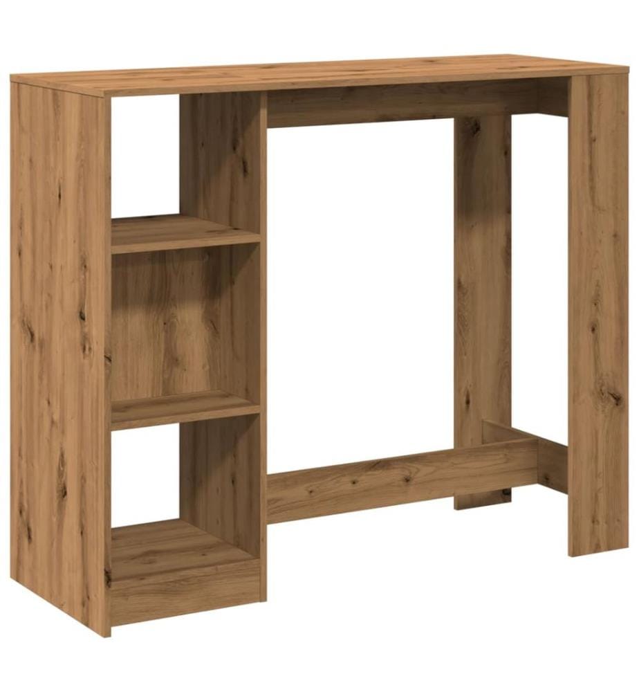 Table de bar avec étagère chêne artisanal bois d'ingénierie
