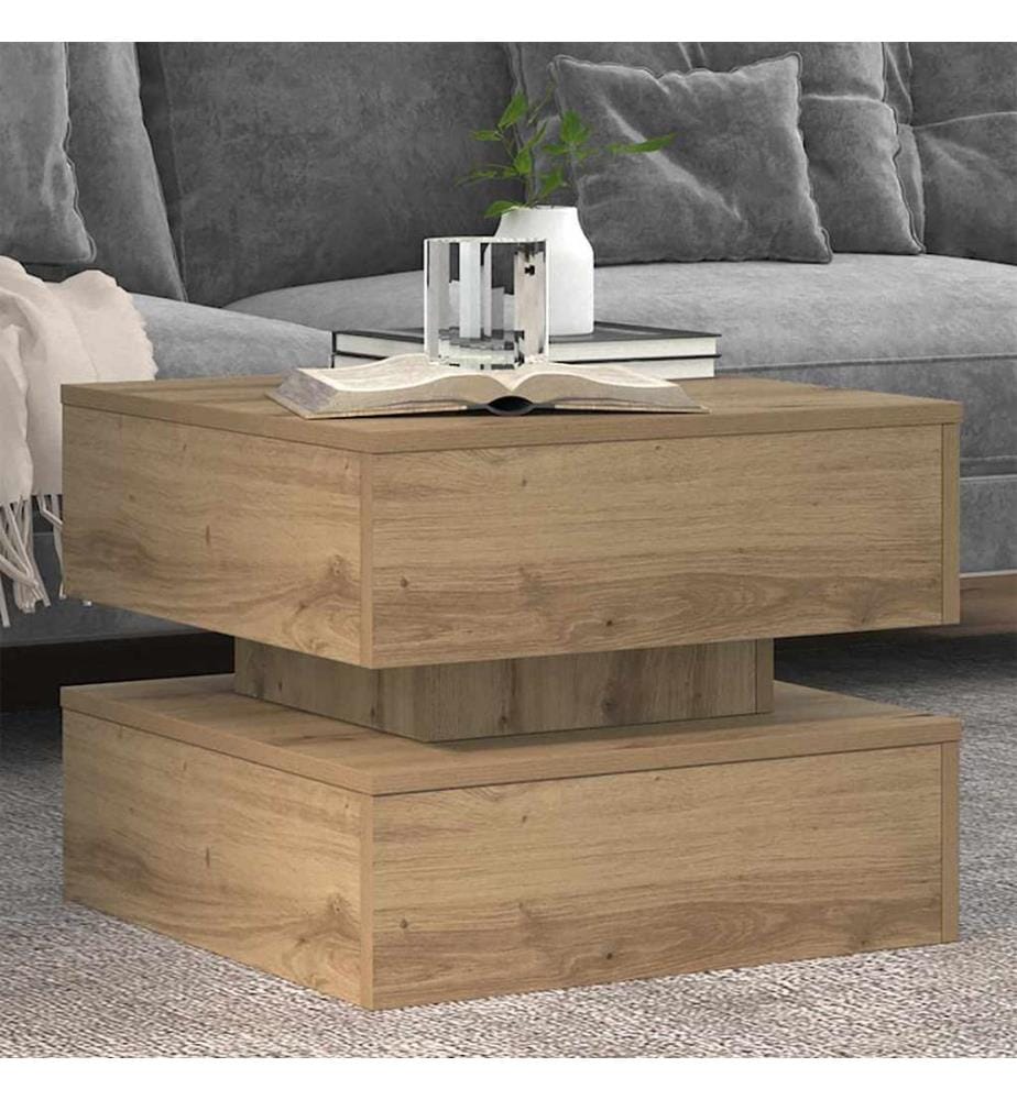 Couchtisch mit LED-Leuchten Artisan-Eiche 50x50x40 cm