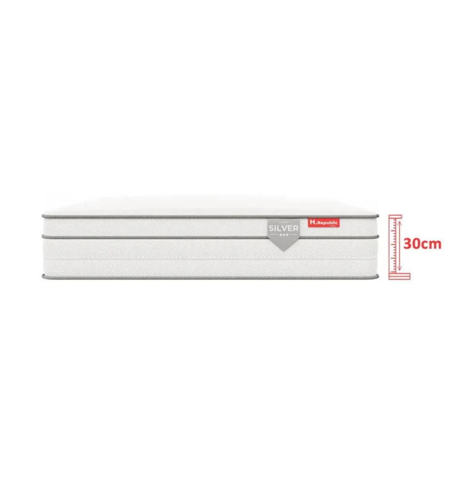 Pack Matratze HSILVER 180x200x30cm + 1 Lattenrost 180x200 + 2 Kopfkissen 60x40x30cm + 1 Duvet 140x200cm
