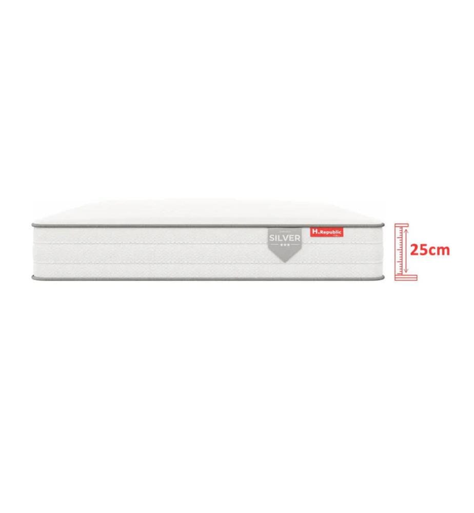 Pack Matratze HSILVER 180x200x25cm + 1 Lattenrost 180x200 + 2 Kopfkissen 60x40x30cm + 1 Duvet 140x200cm