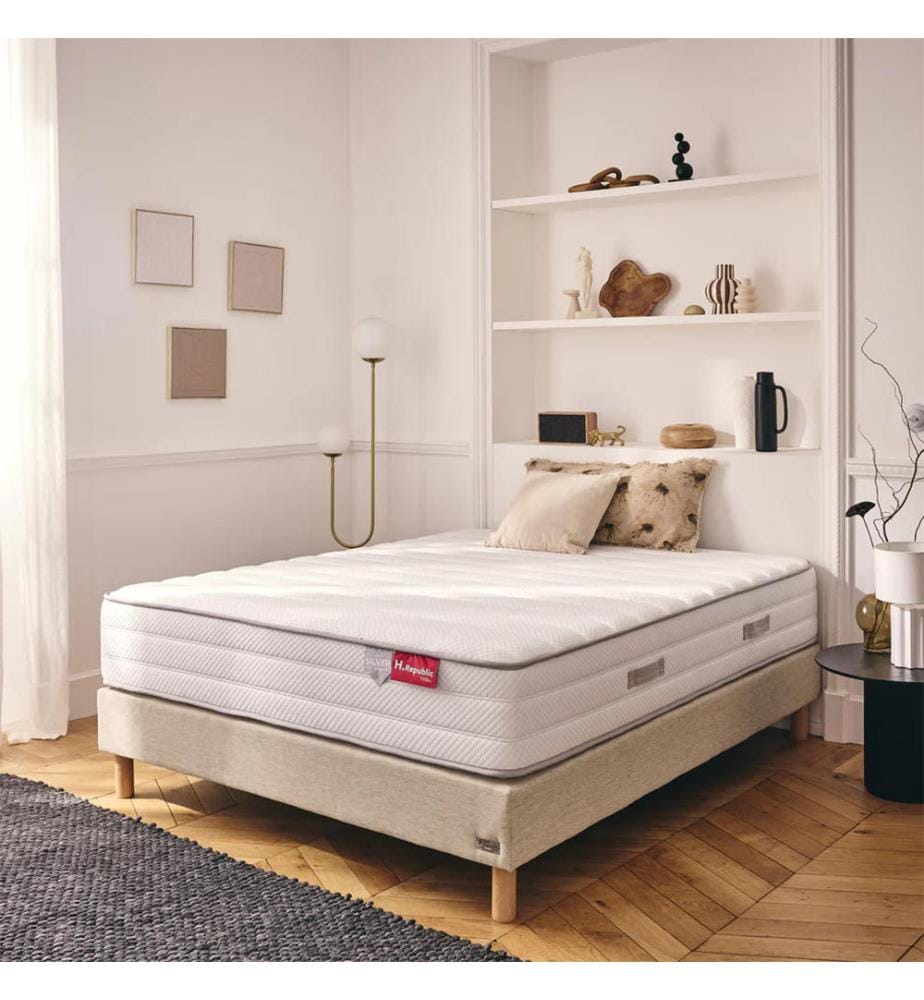 Pack Matratze HSILVER 180x200x25cm + 1 Lattenrost 180x200 + 2 Kopfkissen 60x40x30cm + 1 Duvet 140x200cm