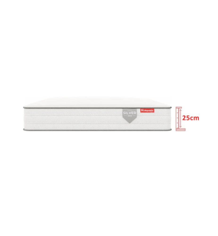Pack 180 x 200 Matratze + 1 Matratzenauflage 5 cm - HSILVER 25 cm