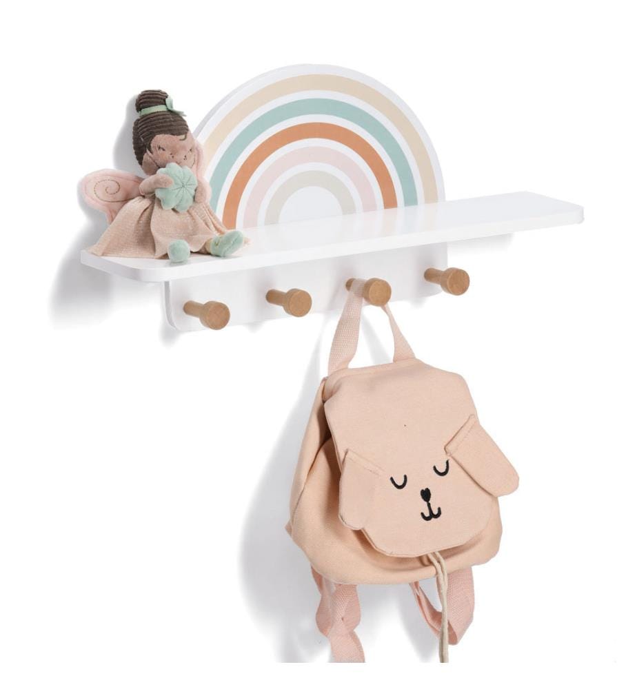 Kinder-Wandgarderobe Rainbow - Mdf/Kiefer