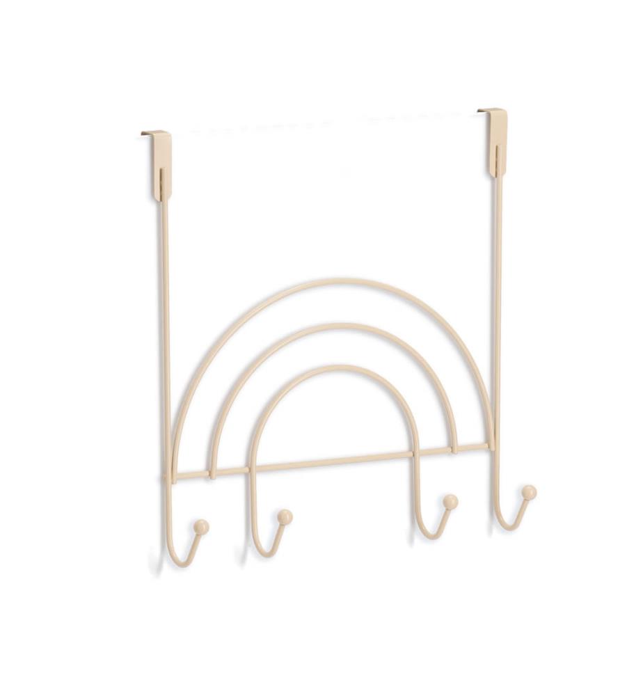 Türhänger mit 4 Haken Rainbow, Metall - Beige