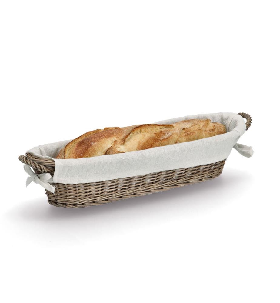 Baguette-Korb mit Beutel - Weide/Canvas