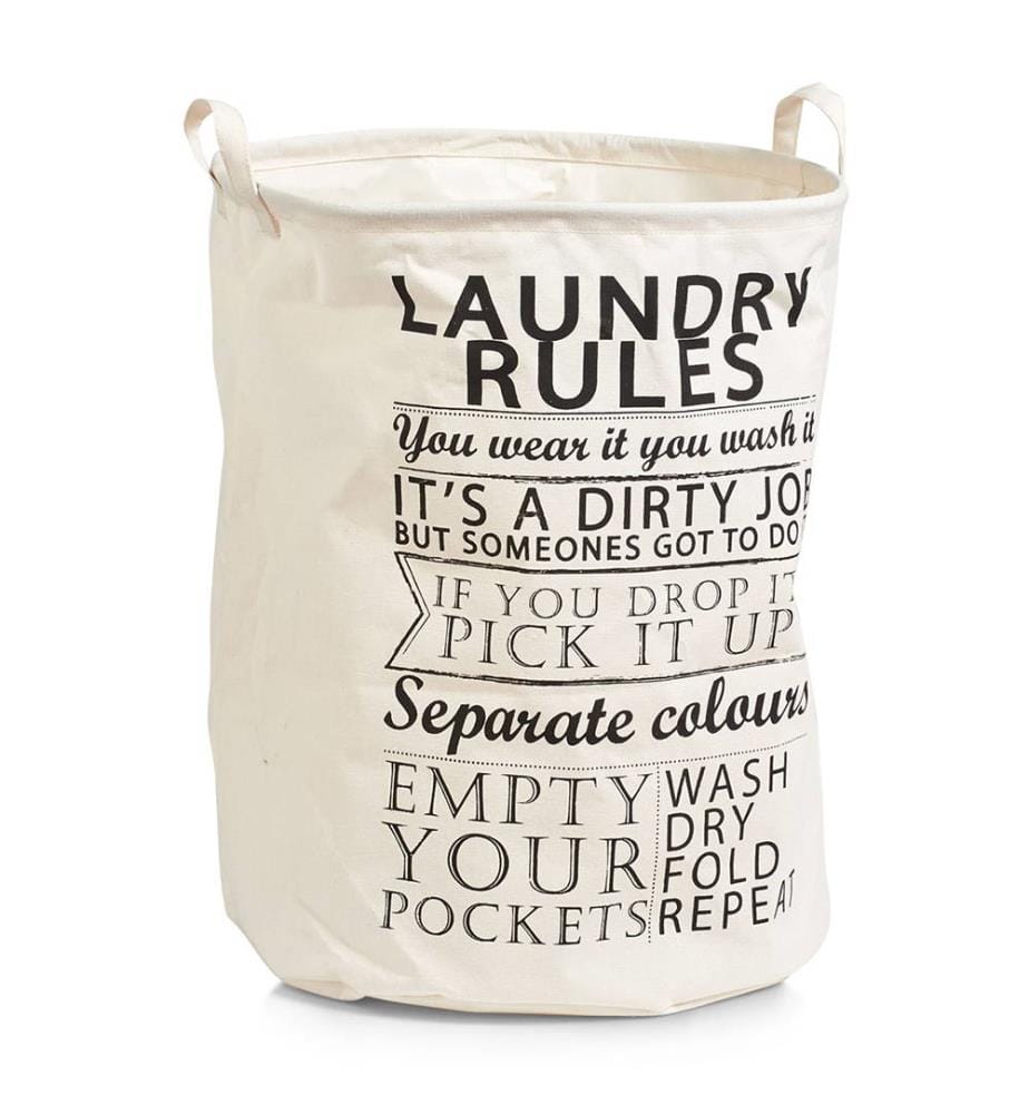 Wäschekorb Laundry Rules Canvas - Ø 38 x 48 cm