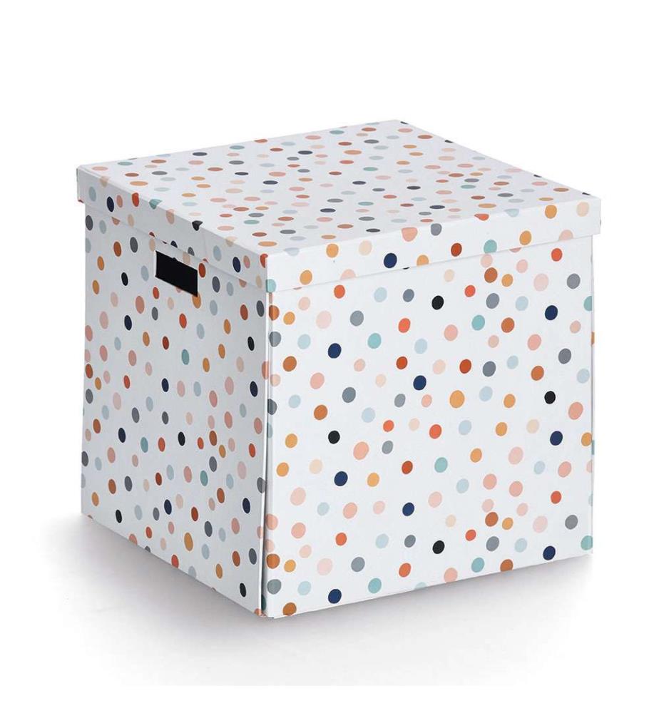 Aufbewahrungsbox Dots, Recycelter Karton - Mehrfarbig