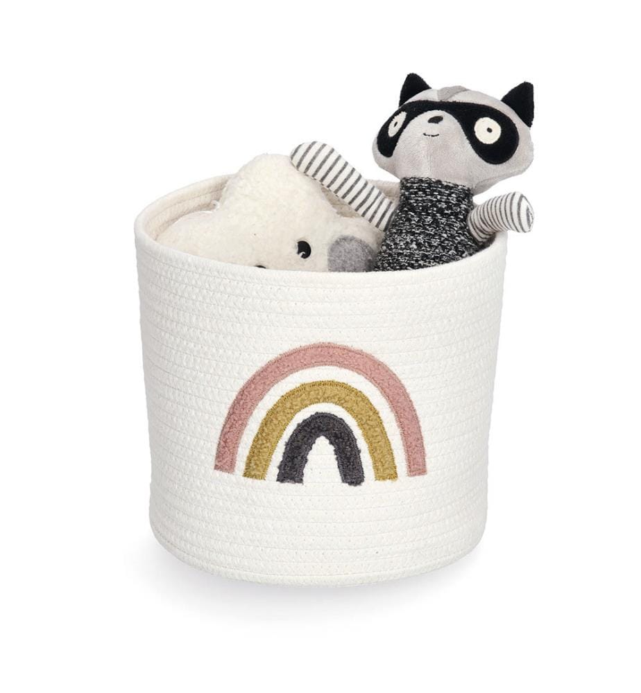 Aufbewahrungskorb Rainbow, Baumwolle/Polyester - Weiss