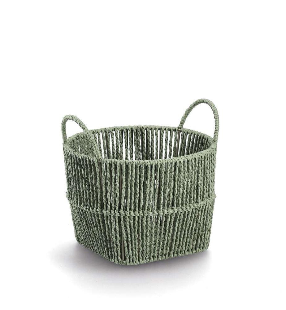 Aufbewahrungskorb, Papiergeflecht, Salbei - Grün