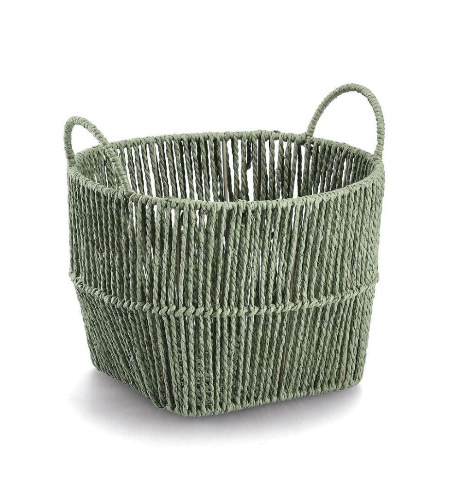 Aufbewahrungskorb, Papiergeflecht, Salbei - Grün