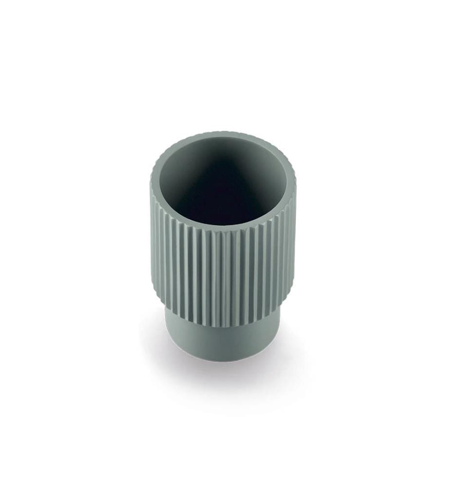 Zahnputzbecher Stripes, Polyresin - Salbei