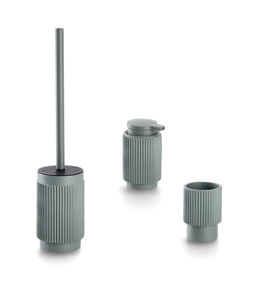 Zahnputzbecher Stripes, Polyresin - Salbei