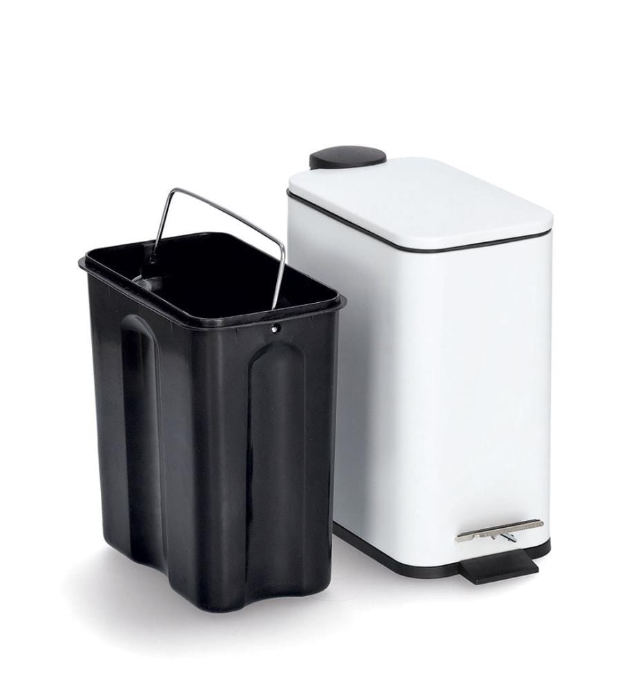 Treteimer mit Soft Close, 5L, Metall/Kunsststoff - Weiss
