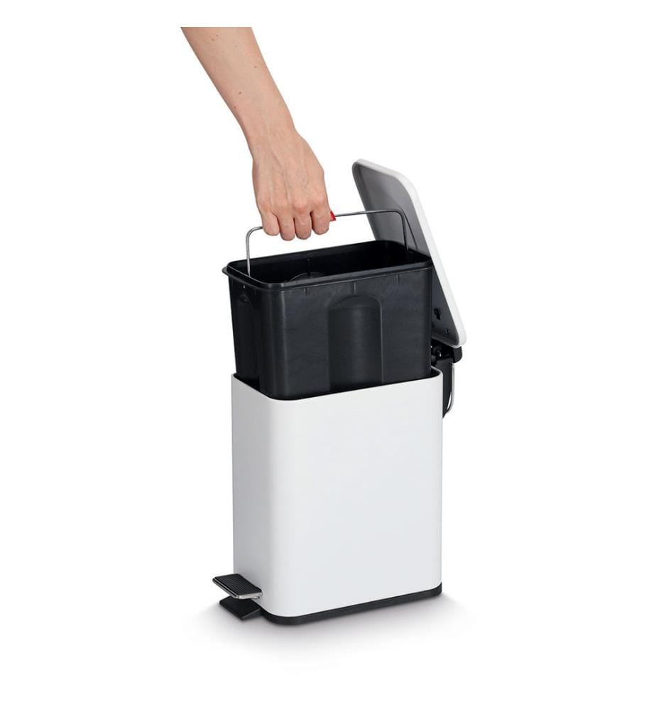 Treteimer mit Soft Close, 5L, Metall/Kunsststoff - Weiss