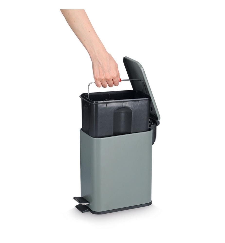 Treteimer mit Soft Close, 5L, Metall/Kunsststoff - Grau