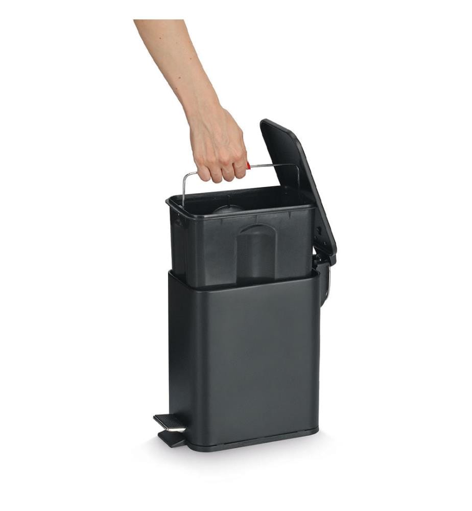 Treteimer mit Soft Close, 5L, Metall/Kunsststoff - Schwarz