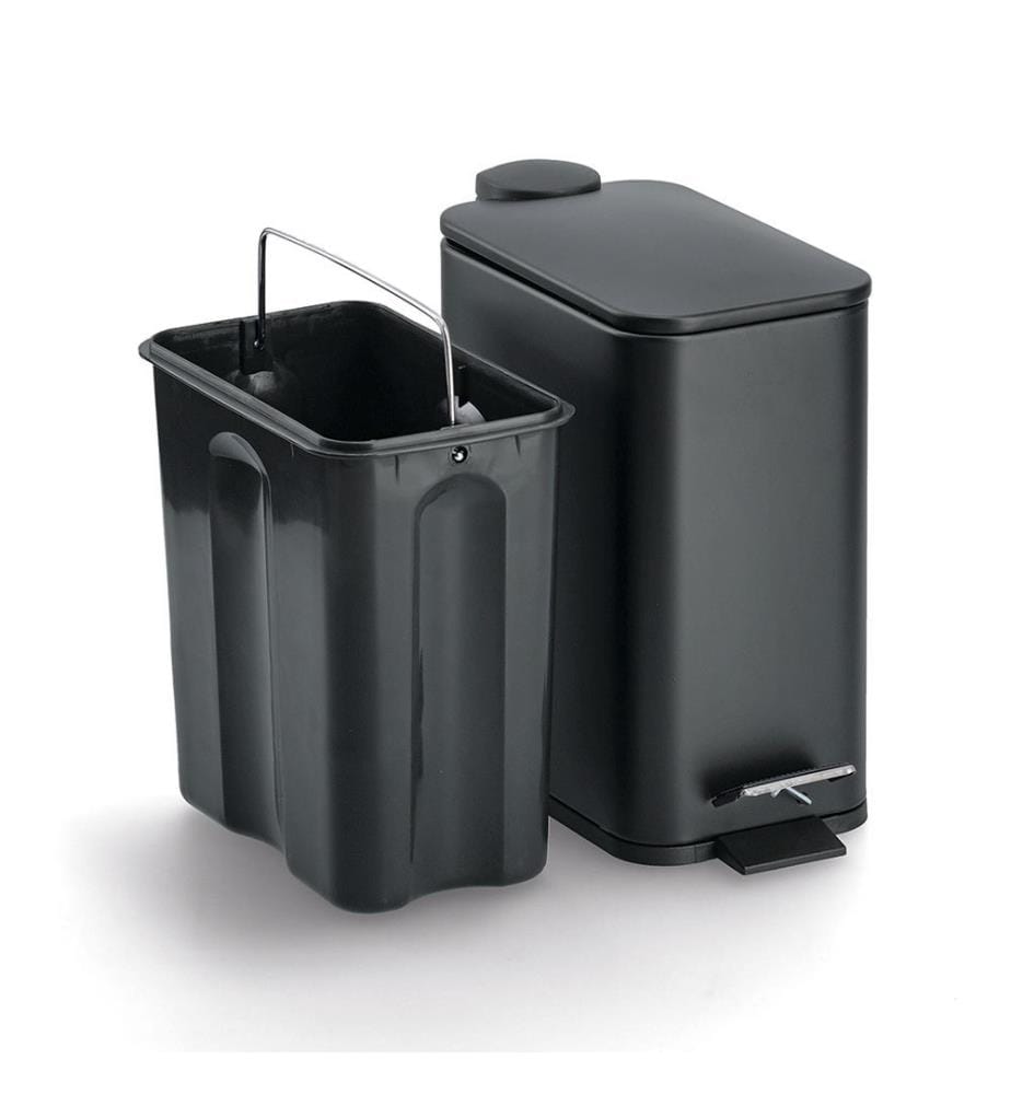 Treteimer mit Soft Close, 5L, Metall/Kunsststoff - Schwarz
