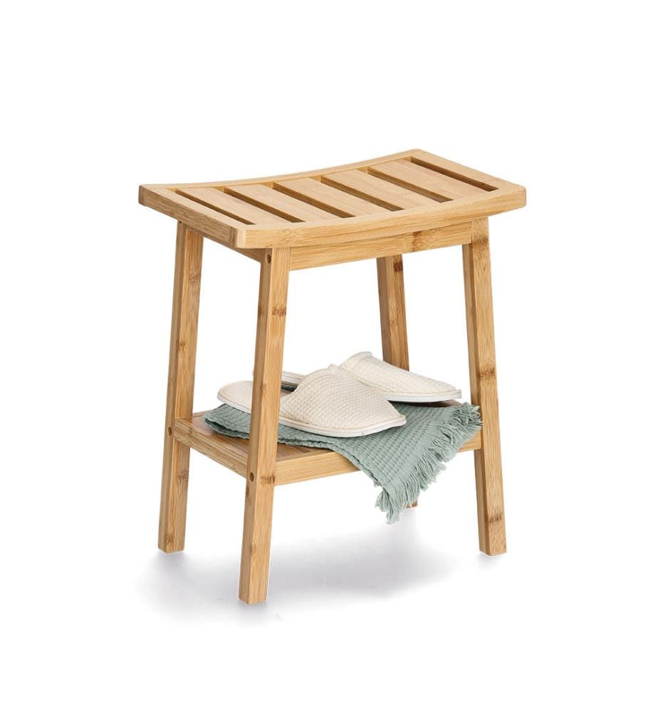 Hocker mit Ablage, Bambus - Braun