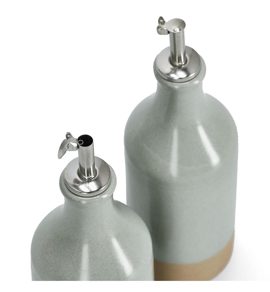 Essig-/Ölflasche - 420 ml - Steingut/Edelstahl