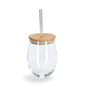 Trinkglas M. Bambusdeckel Und Glasstroh - Transparent