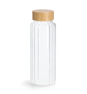 Glasflasche mit Bambusdeckel, 1000 ml - Durchsichtig und Braun