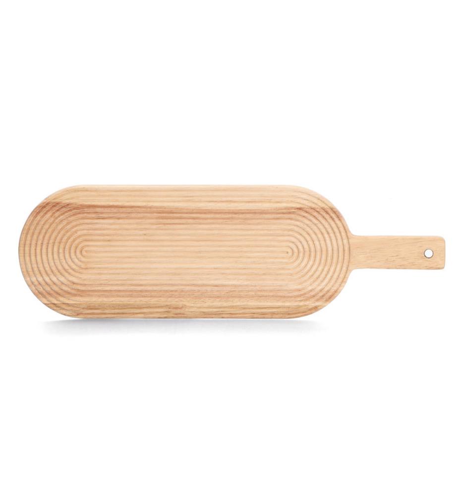 Schneidebrett mit Griff Stripes, Gummibaum - Braun