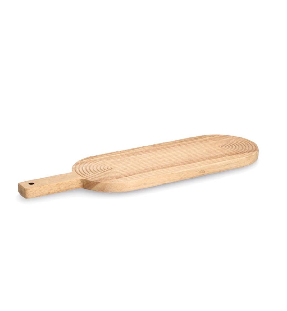 Schneidebrett mit Griff Stripes, Gummibaum - Braun