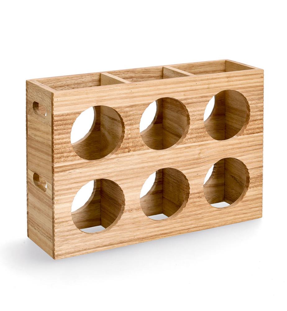Weinregal Stripes, für 6 Flaschen, Gummibaum - Braun
