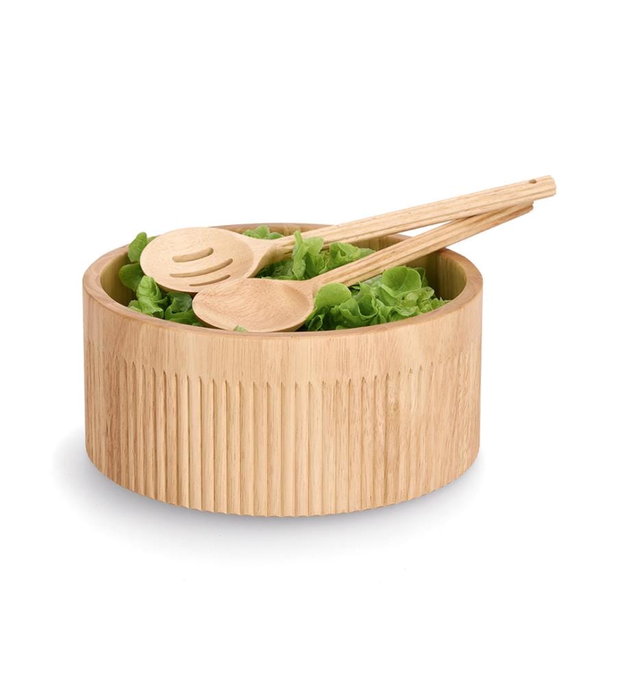 Salatbesteck-Set Stripes, 2-teilig, Gummibaum - Beige