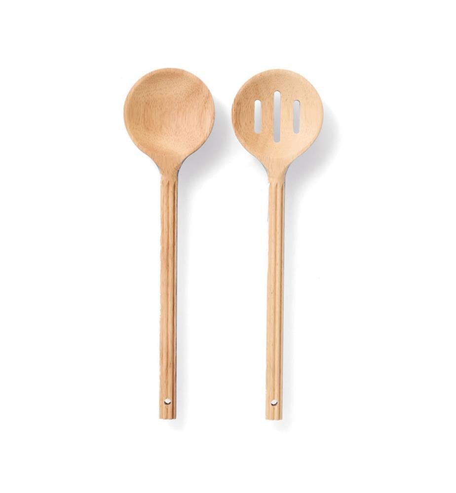 Salatbesteck-Set Stripes, 2-teilig, Gummibaum - Beige