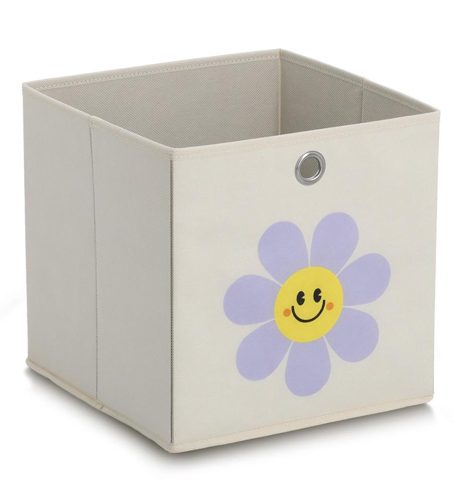 Aufbewahrungsbox "Happy Flower", Vlies, creme