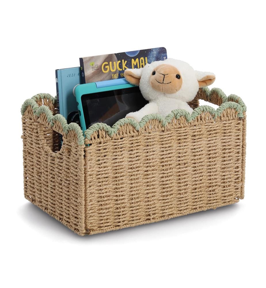 Aufbewahrungskorb, Papiergeflecht, mint, faltbar