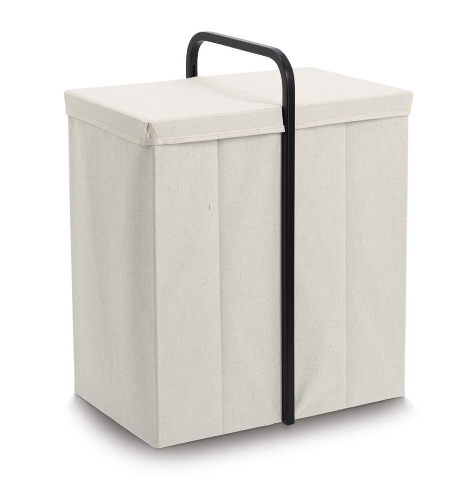 Wäschesammler, Polyester/Bambus, creme/schwarz