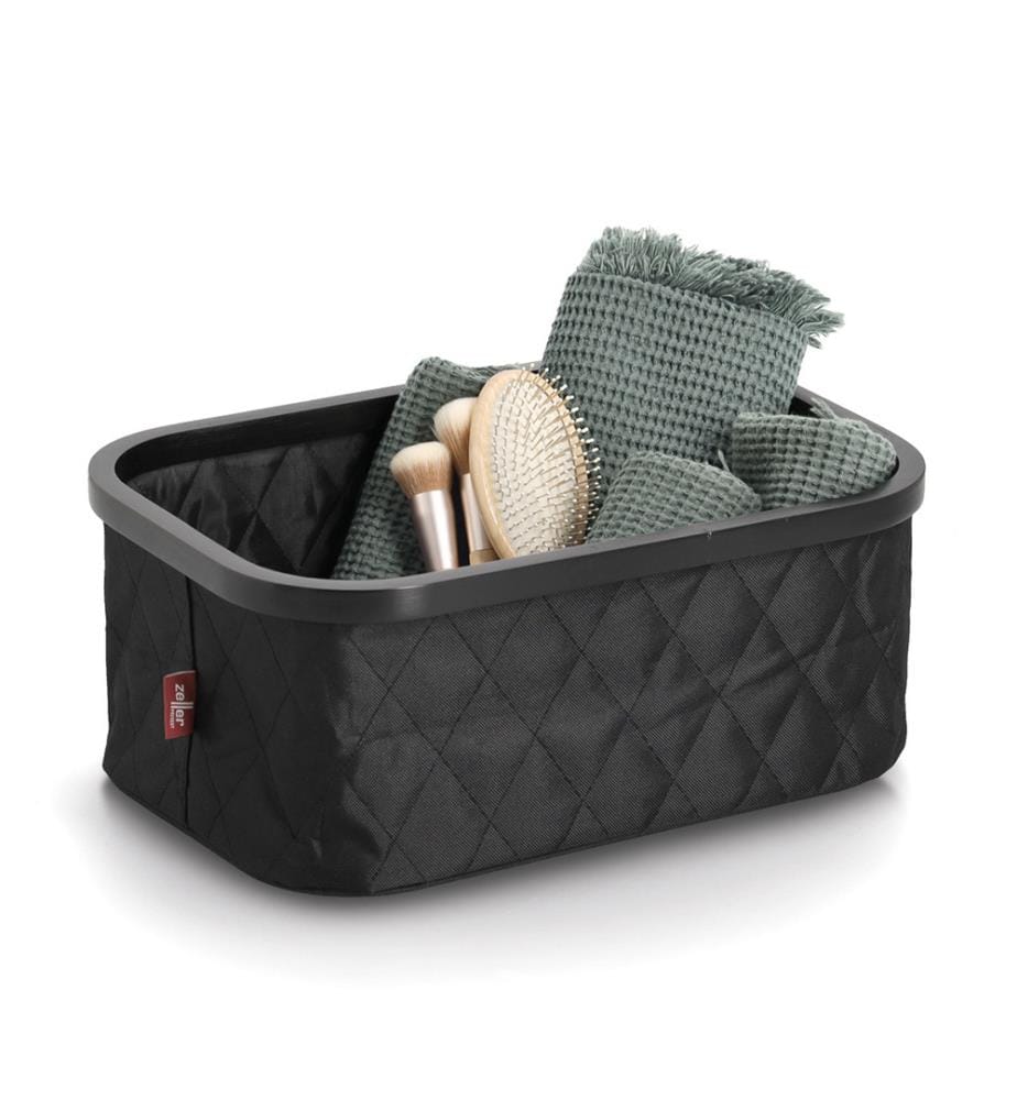 Aufbewahrungskorb, Polyester/Bambus, schwarz
