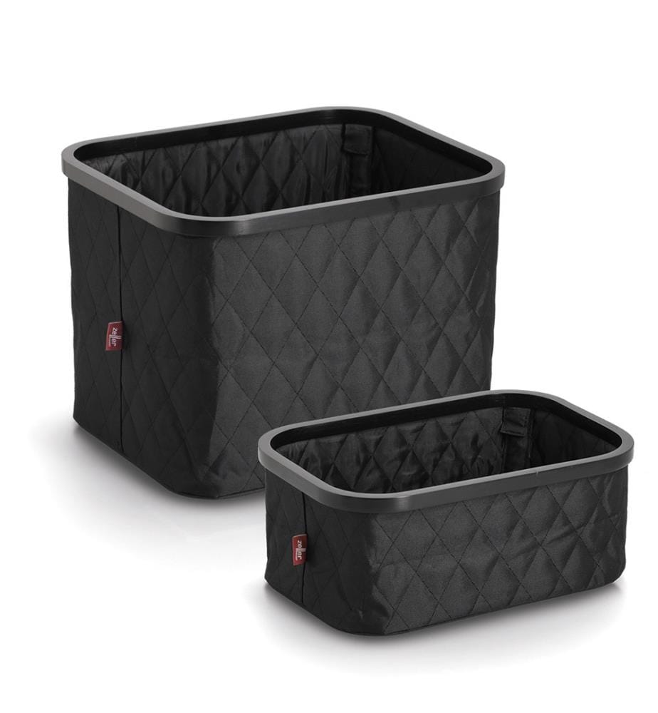 Aufbewahrungskorb, Polyester/Bambus, schwarz