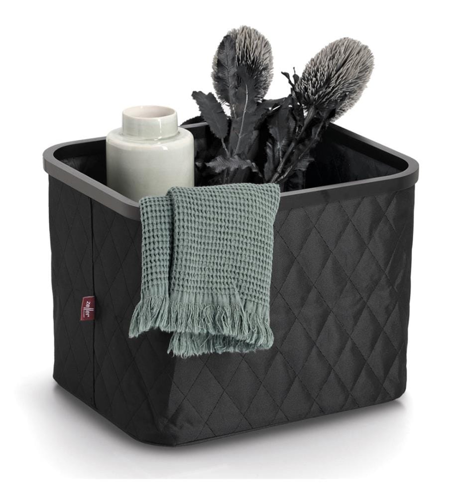 Aufbewahrungskorb, Polyester/Bambus, schwarz