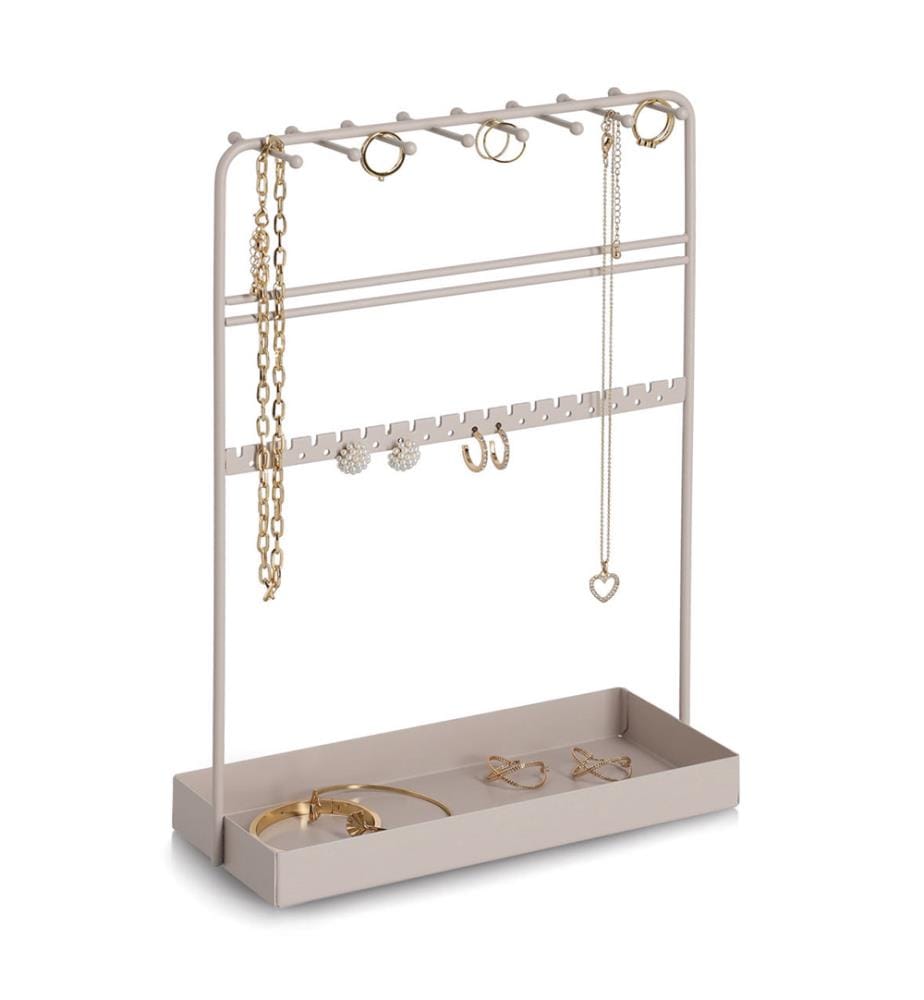 Schmuck-Organizer, Metall, greige