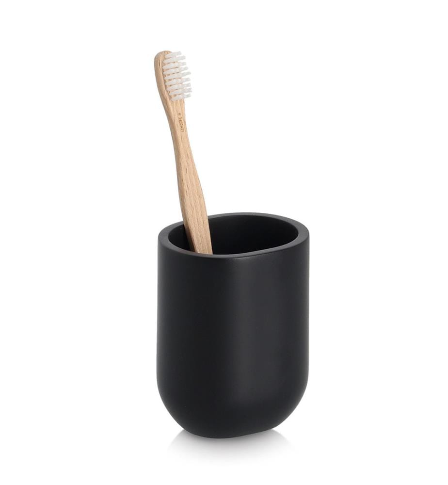 Zahnputzbecher, Polyresin, schwarz