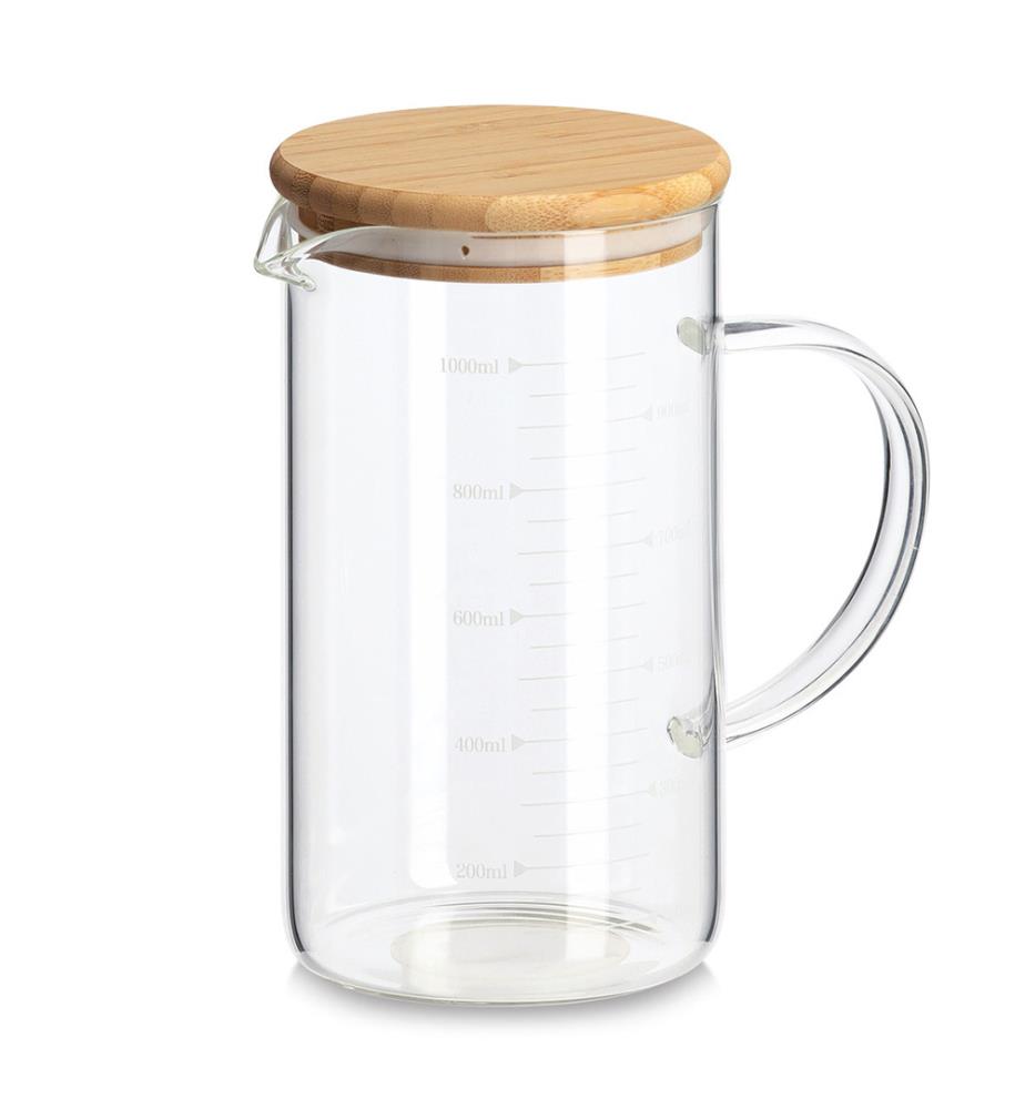 Messbecher mit Bambusdeckel, 1000 ml, Glas